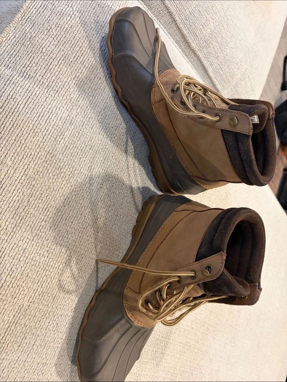 Sperry Brown Duck Boots with Rubber Toe and Lace-Up Front